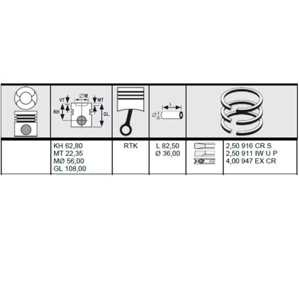 PISTON AND RINGS FOR MERCEDES BENZ TRUCKS AND BUSSES OM356 OM366 OM364