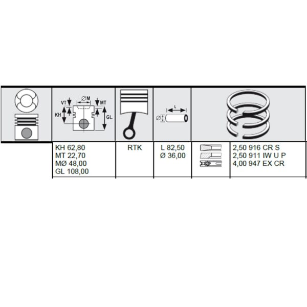 PISTON AND RINGS FOR MERCEDES TRUCKS AND BUSSES OM366 OM364