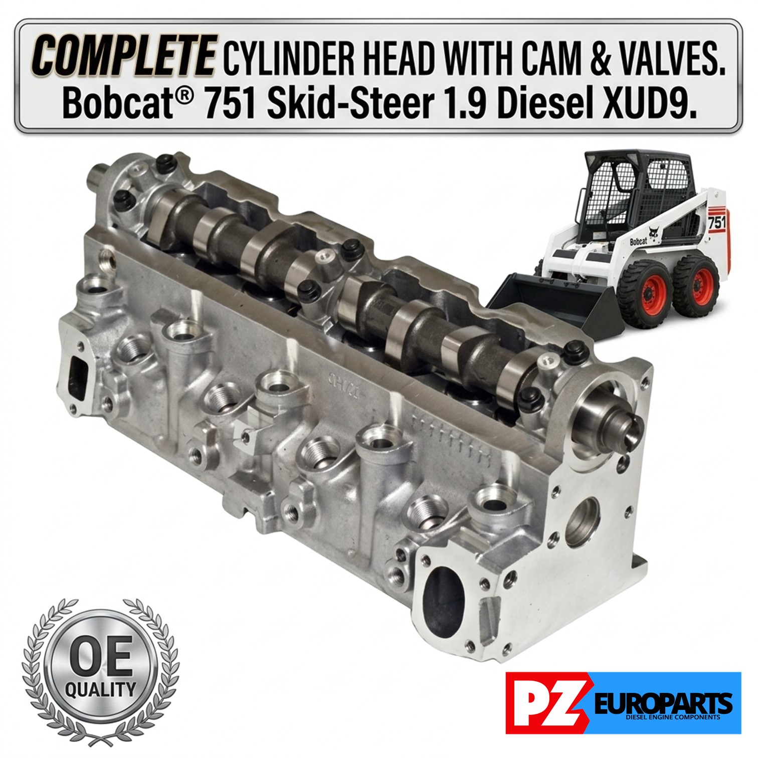 CYLINDER HEAD BOBCAT 751 PEUGEOT XUD9 ENGINE “FULLY ASSEMBLED”