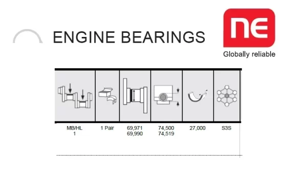 MAIN BEARING DEUTZ FL912, FL913, B6L912 ENGINES