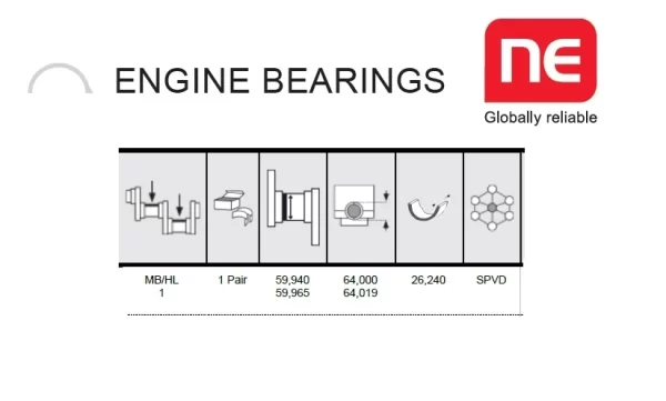 MAIN BEARING (W:26.240) FOR SPRINTER 2.1L DIESEL OM651 2500 3500 (2014-2022)