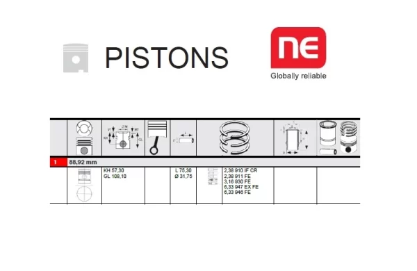 PISTON PERKINS 4.192 AND 6.288 ENGINES