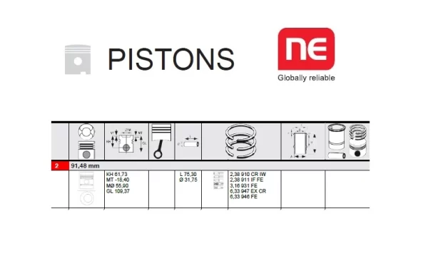 PISTON PERKINS D3.152 AND D4.203 ENGINES