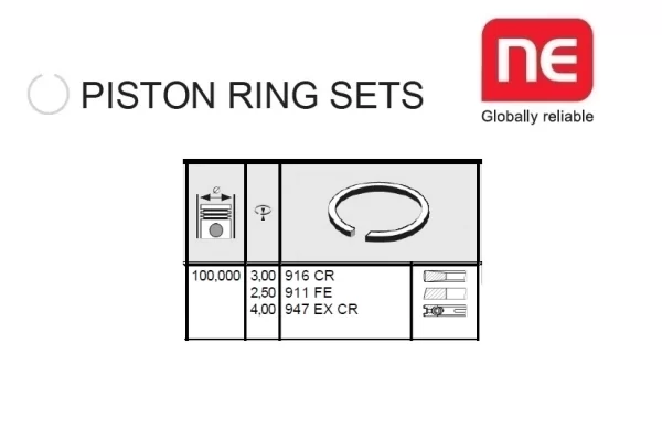 PISTON RING PERKINS 1004-4T/TW, 1006-6T/TW, C4.40, T4.40 ENGINES