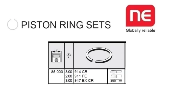 PISTON RING PEUGEOT XUD11 ENGINE STD. 85.00MM FOR MELROE SPRA-COUPE