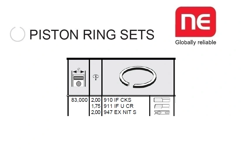 PISTON RING SET SPRINTER 2.1 DIESEL OM651 2500 3500 (2014-2022) (SET FOR 4 PISTONS)