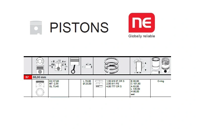 PISTON SET CATERPILLAR FORKLIFT V50 PEUGEOT ENGINE